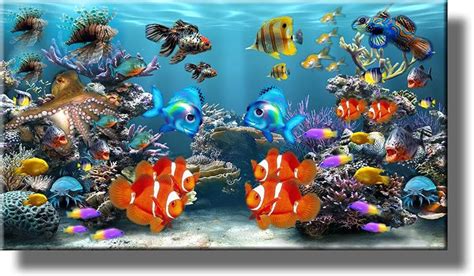 Fish Aquarium Picture on Stretched Canvas Wall Art Décor, Ready to Hang ...