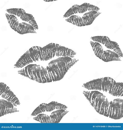 Seamless Pattern with Black Silhouette Lips Stock Vector - Illustration ...