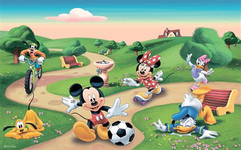 HD wallpaper: Recreation In The Park Mickey With Donald Play Football ...