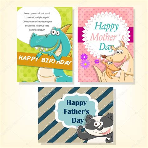 Funny animals holiday celebration cards set Stock Vector Image by ...