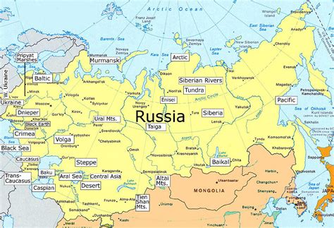 Clickable Map of the Geography of Russia