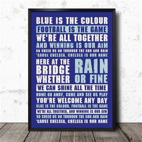 Chelsea Football Soccer Song Lyrics Anthem Poster Print | Etsy