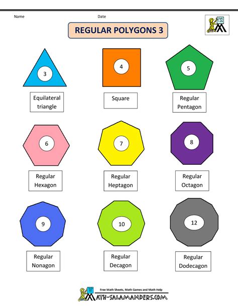 Printable Shapes 2D and 3D | Printable shapes, Math geometry, Regular polygon