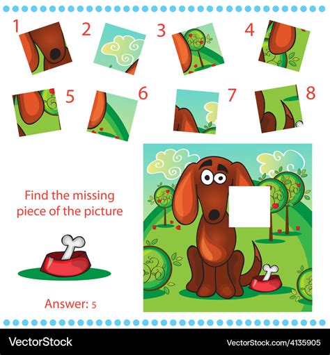 Find missing piece - puzzle game for children Vector Image