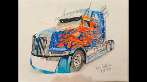 Optimus Prime Truck drawing | Spike Arts with Sathak - YouTube