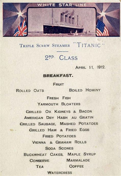 2nd Class Menu. Titanic. 1912 | Titanic, Titanic ship, Rms titanic