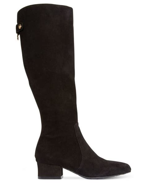 Anne klein Camden Wide Calf Dress Boots in Black (Black Suede) | Lyst