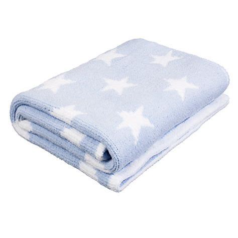 John Lewis & Partners Knitted Star Pram Baby Blanket, Blue | Blue stars ...