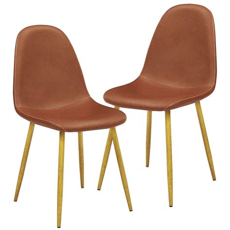 Buy GreenForest Dining Chairs Set of 2, Vintage PU Leather Upholstered Side Chairs, Mid Century ...