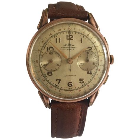 Gold-Plated Swiss Vintage 1950s Delbana Chronograph Watch at 1stDibs ...