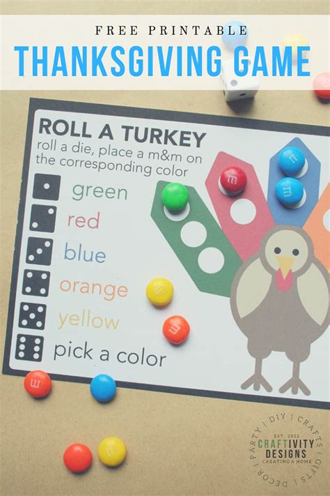 Roll A Turkey Game Printable