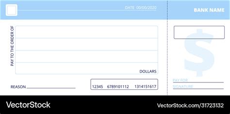 Blank check template business cheque book design Vector Image