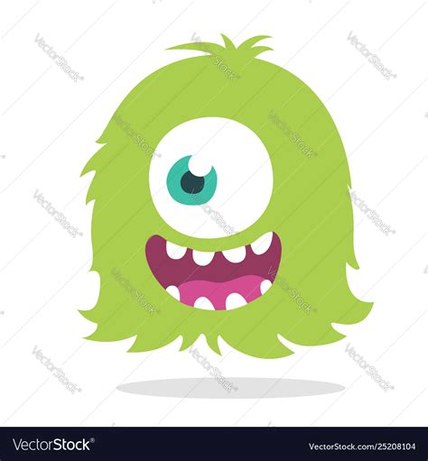 Funny cartoon scary green monster with one eye Vector Image