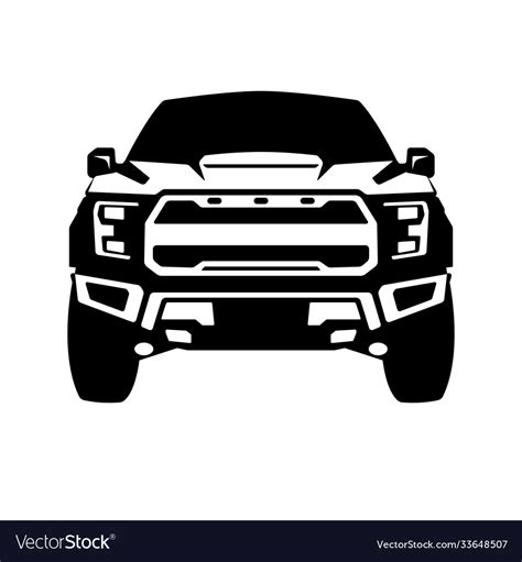 Truck offroad black silhouette front view Vector Image