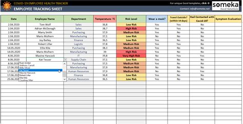 Excel COVID Tracking Spreadsheet | Quarantine Tracker