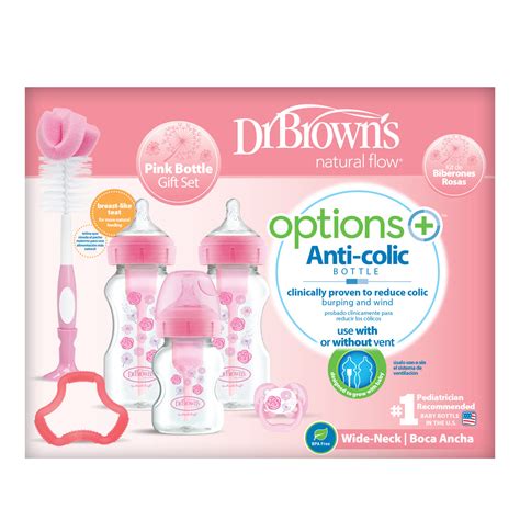 Dr Brown's Options+ Anti-Colic Baby Bottles Gift Set, Pink – BambiniJO