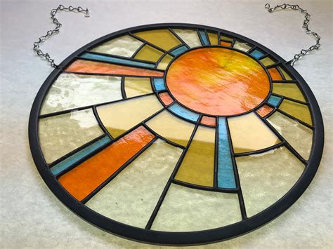 Art Deco Sun Stained Glass Panel - Etsy