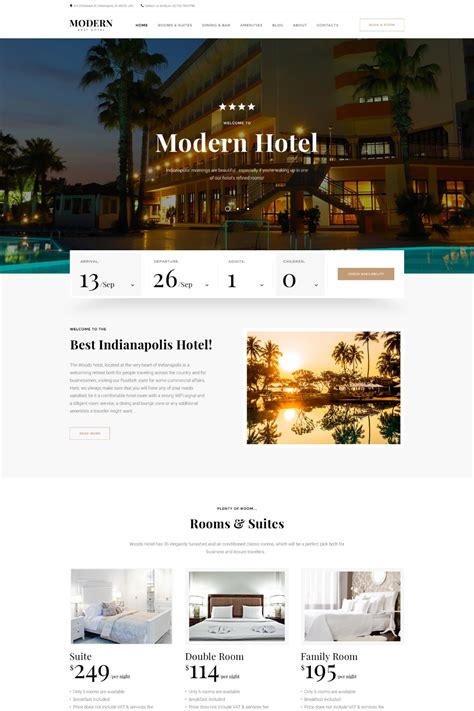 Modern - Hotel Woods Responsive Multipage Website Template | Hotel website design, Hotel website ...