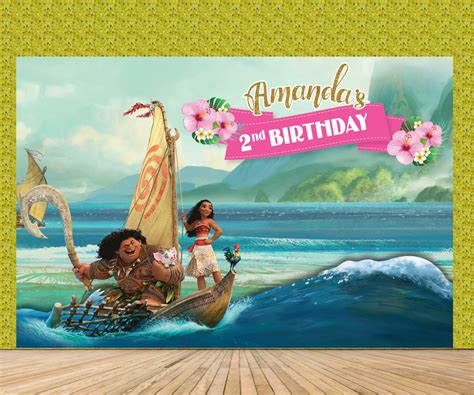 MOANA PARTY THEME BACKDROP BANNER BIRTHDAY BACKDROP CUSTOM PHOTO ...