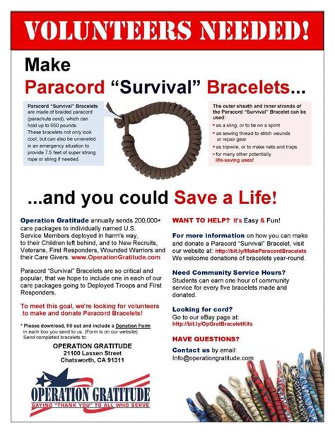 Operation Gratitude Paracord Bracelets