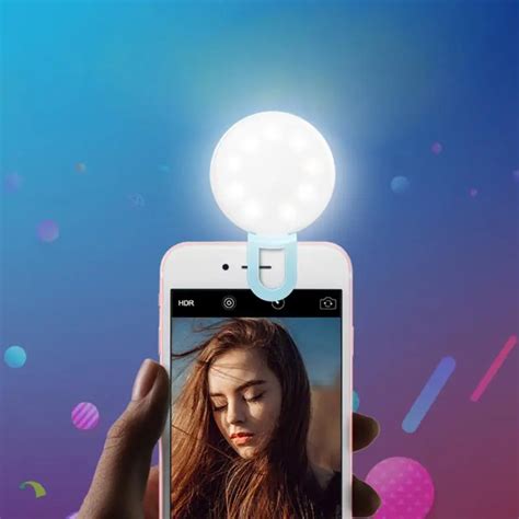 Portable Selfie Ring Light LED Ring Smartphone Clip On Flash Fill Light ...