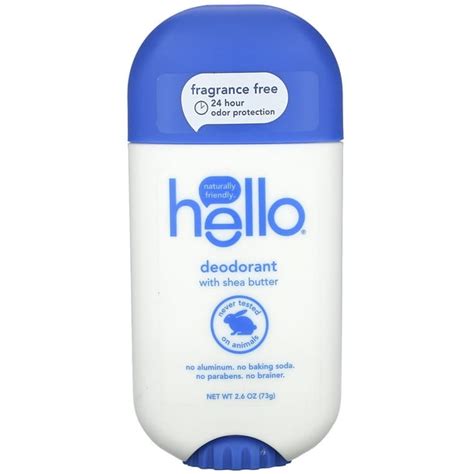 Hello Deodorant with Shea Butter, Fragrance Free, 2.6 oz (73 g) - Walmart.com