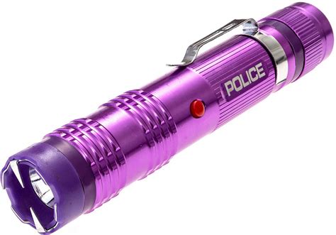 POLICE METAL Stun Gun Rechargeable LED Flashlight - M12 Purple | eBay