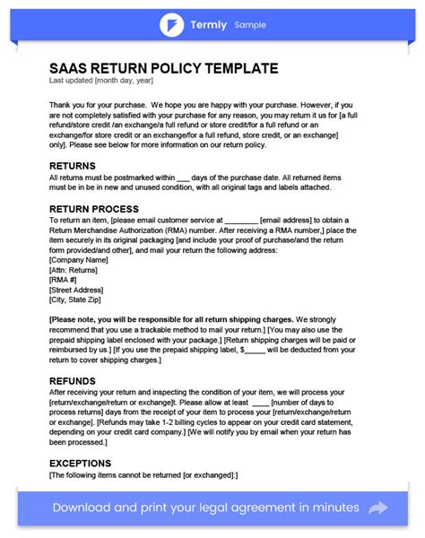 Return Policy Template & Examples | FREE to Download | Termly