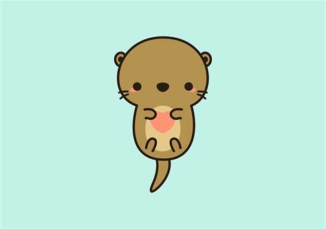 Cute Otter Drawing ~ Kawaii Sea Otter Cartoon | Digimoncardo