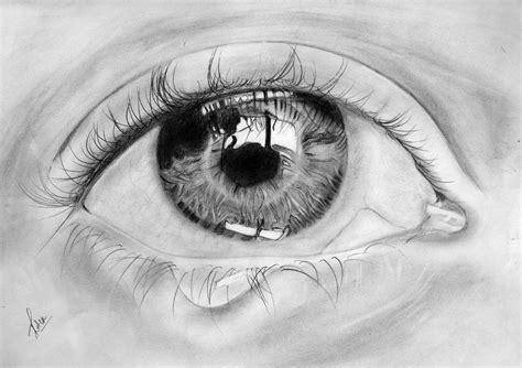 Tears of a watery crying eye with reflections Drawing by Tejasvi ...