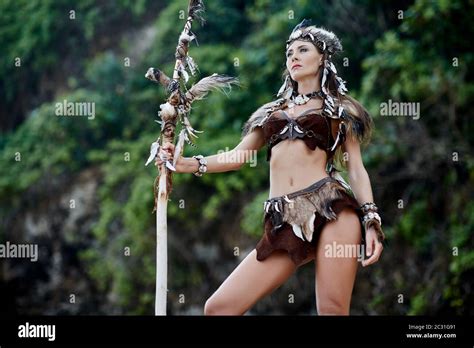 Portrait of Amazon woman with staff Stock Photo - Alamy