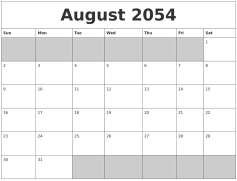 May 2054 Calendars To Print