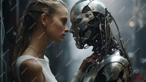 Premium AI Image | Love between a human and a robot with artificial ...