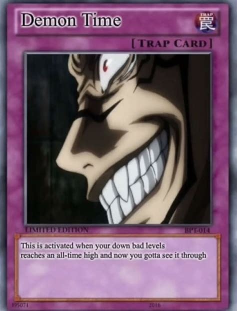 Demon time card | Funny yugioh cards, Yugioh trap cards, Funny animal comics