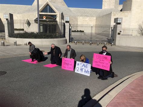 Chinese embassy entrance blocked yesterday by protesters calling for democracy and freedom in ...