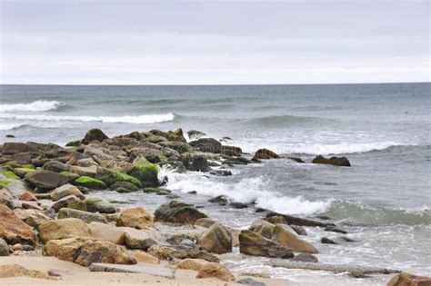 Montauk Rocky Beaches of New York Stock Photo - Image of skies ...