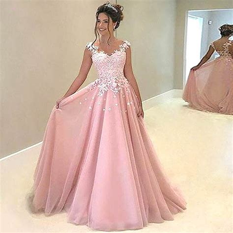 Fancy Pink Appliqued Lace Long 2018 Prom Dress balo elbiseleri Women F – Siaoryne