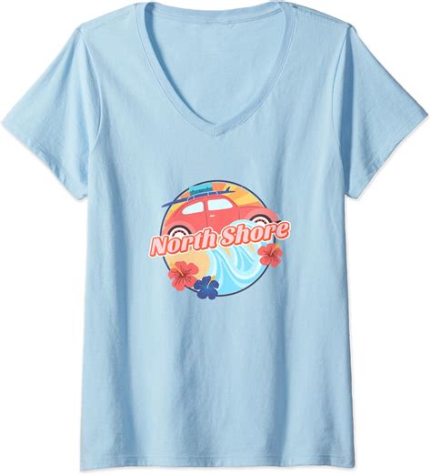 Amazon.com: Womens North Shore surfing surf Hawaii retro V-Neck T-Shirt : Clothing, Shoes & Jewelry