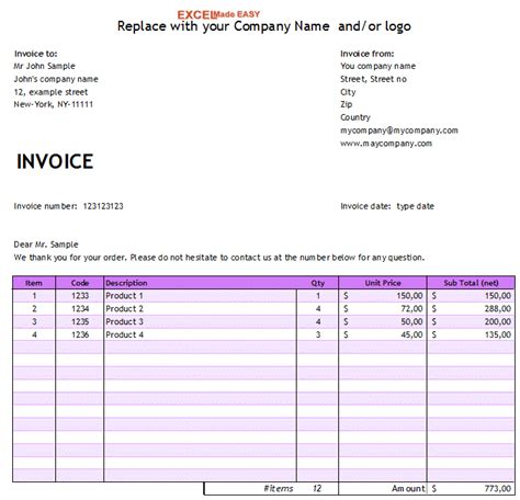 32+ Simple Invoice Format In Excel Zoom Pics | Invoice Template Ideas