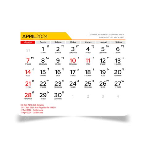 April 2024 Calendar Template Vector, April 2024 Calendar Template ...