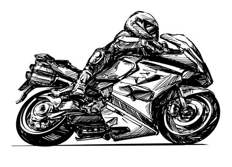 Drawing of the Motorcycle Rider Isolated Hand Drawn 1330826 Vector Art ...