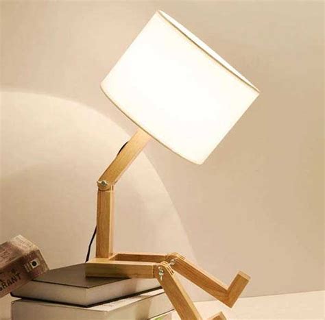 Handmade Robot Inspired Wooden LED Desk Lamp with Articulated Structure | Gadgetsin