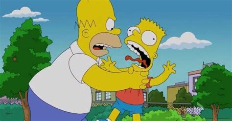 The Simpsons are strangling each other: of course Homer will continue to strangle Bart!