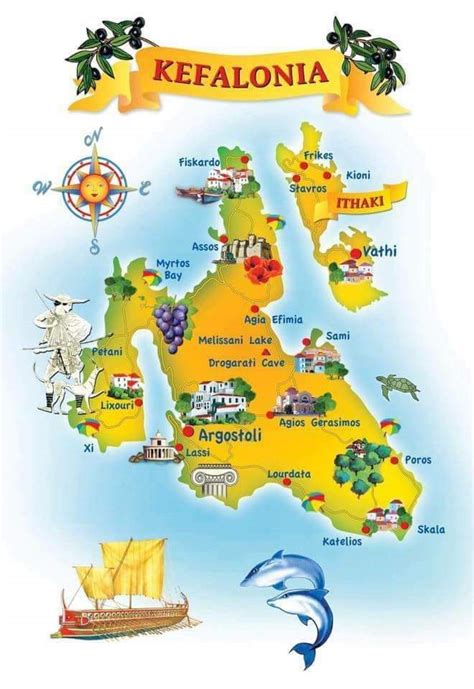 Mapa de Kefalonia. Fonte: https://www.kefalonia-holiday-rentals.com ...