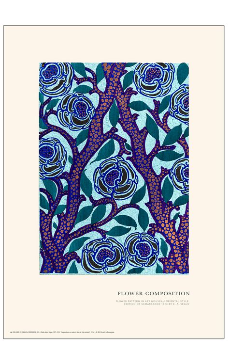 Flower composition. Art Nouveau (blue) - Posters - Permild & Rosengreen