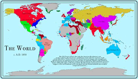 The World, 1850, following a renegotiated Treaty of Paris, a French ...