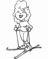 Skiing Coloring Pages Downhill Ski Kids Cliparts Clipart Colouring  sketch template