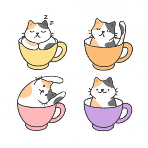 Cat In A Teacup Drawing - CAT GHR