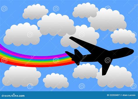 Rainbow airplane stock illustration. Illustration of environment - 22203407