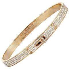 Hermes Kelly Diamond Rose Gold Bangle Bracelet at 1stdibs